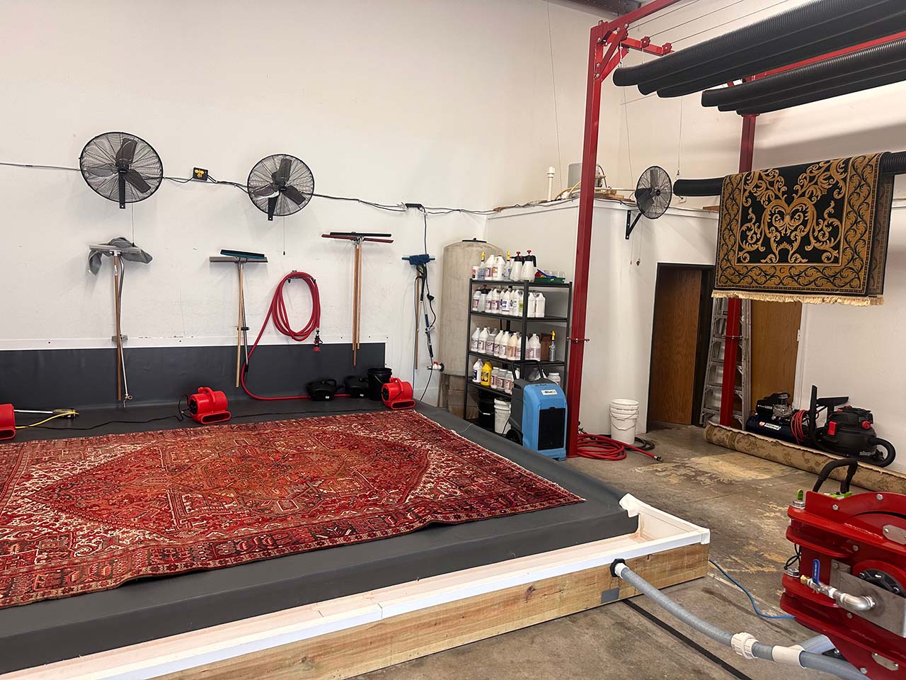 Red Rug on wash floor